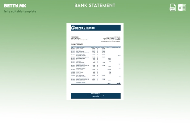 модерен стил на Доминиканската Република Банко Вименка банкарски ексел шаблон